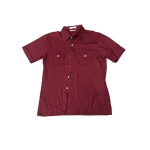 Christian Dior Burgundy Short Sleeve Button Down Shirt Men's